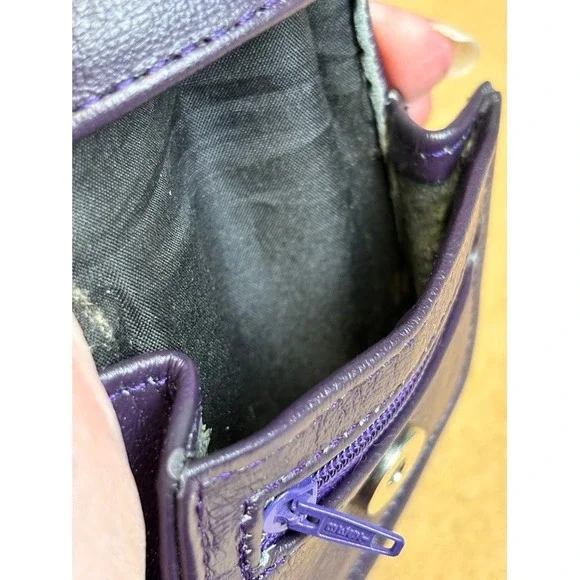 Small Purple Leather Card Holder with Scottie Dog Accent - Picture 3 of 7